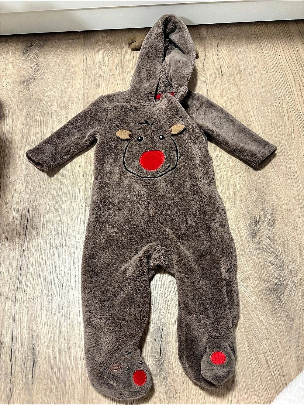 Reindeer Hooded Footie Brown